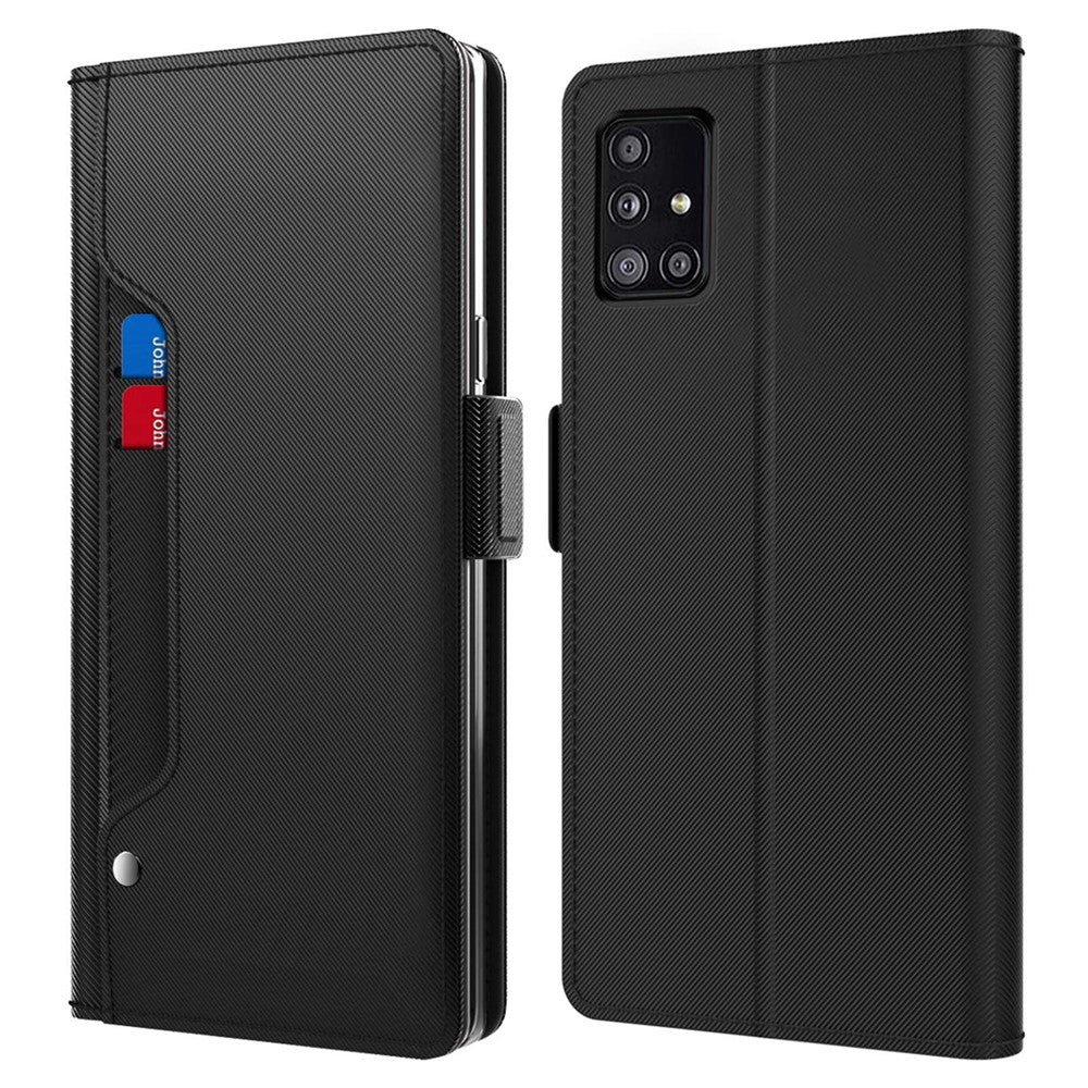 For Samsung Galaxy A51 5G SM-A516 PU Leather Makeup Mirror Stand Case Card Holder Drop-proof Magnetic Phone Cover