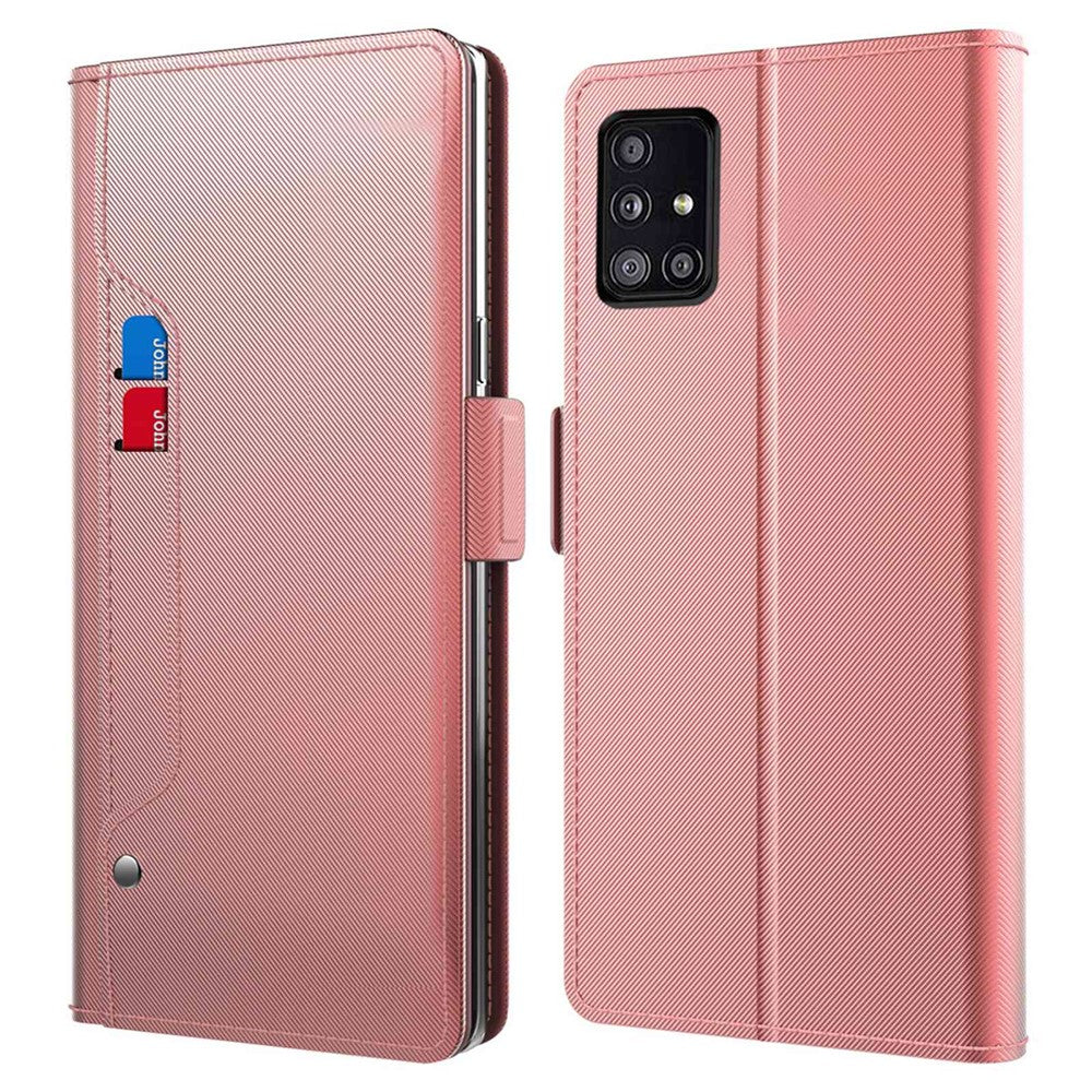For Samsung Galaxy A51 5G SM-A516 PU Leather Makeup Mirror Stand Case Card Holder Drop-proof Magnetic Phone Cover