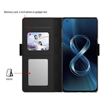 For Asus ROG Phone 5 Mirror Function Magnetic Closure PU Leather Phone Case Folio Flip Stand Card Holder Cover