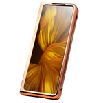 QIALINO til Samsung Galaxy Z Fold3 5G Krokodille Tekstur Ægte Læder + PC Støtteben Cover Galvanisering Telefoncover med Hærdet Glas