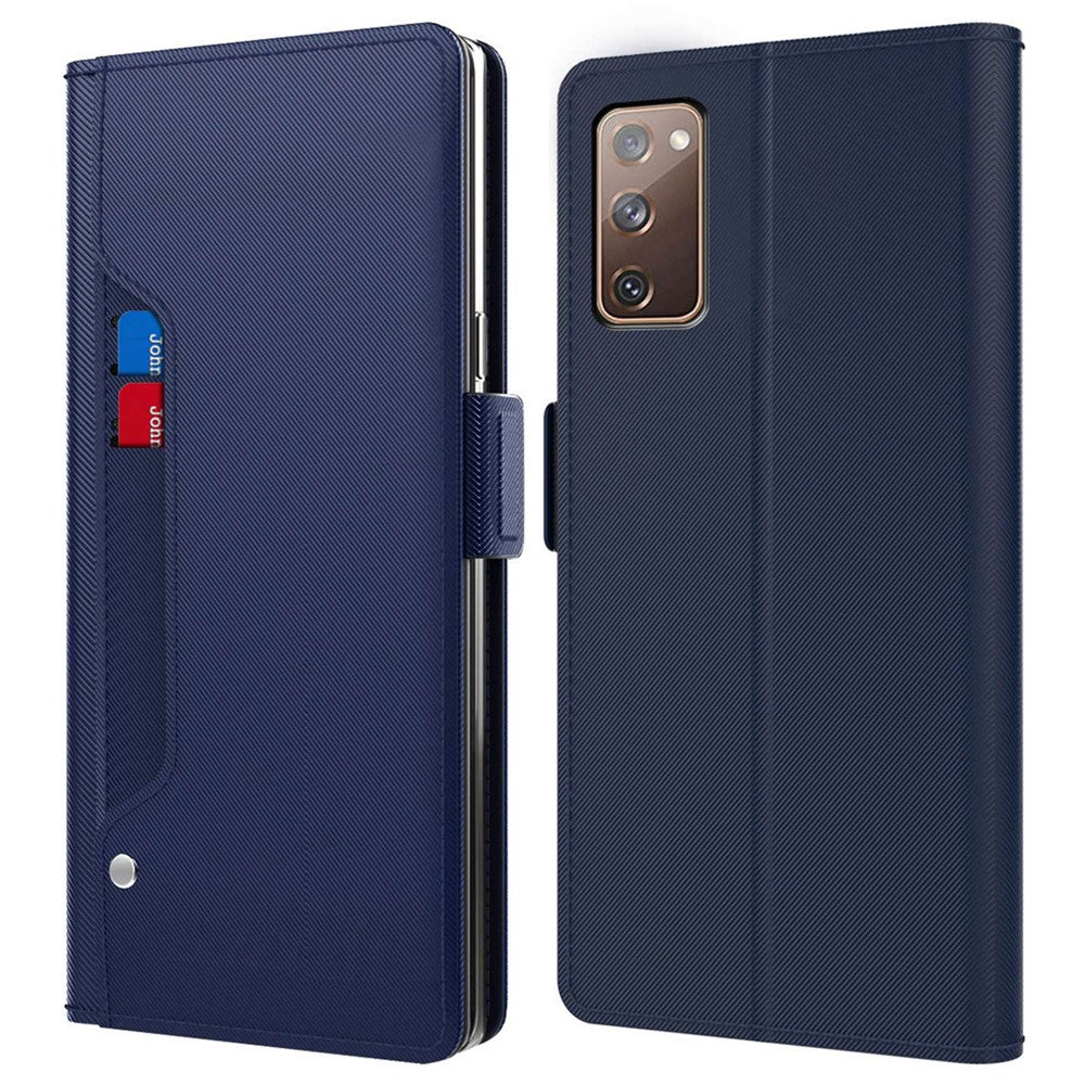 Samsung Galaxy S20 FE / S20 FE 5G / S20 FE 2022 / S20 Lite-mobilcover med spejlfunktion, PU-læder, stativ, kortholder og magnetisk lukning