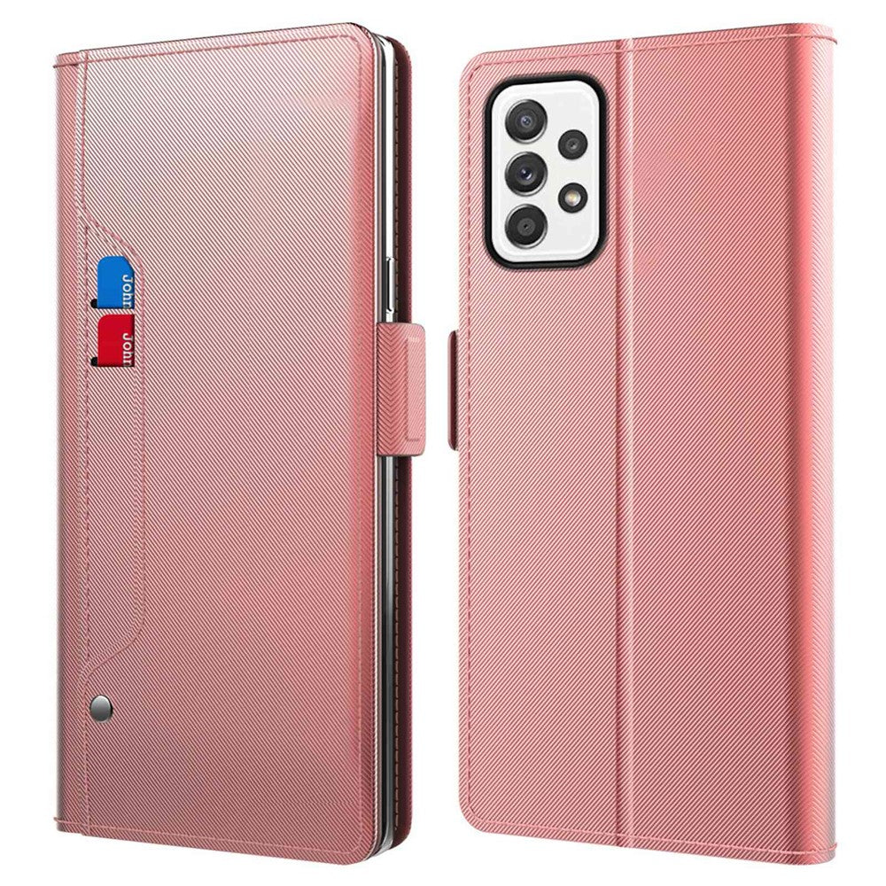Til Samsung Galaxy A52 4G / 5G / A52s 5G Makeupspejl Stand Læder Cover Kortlomme Magnetisk Lukning Telefoncover