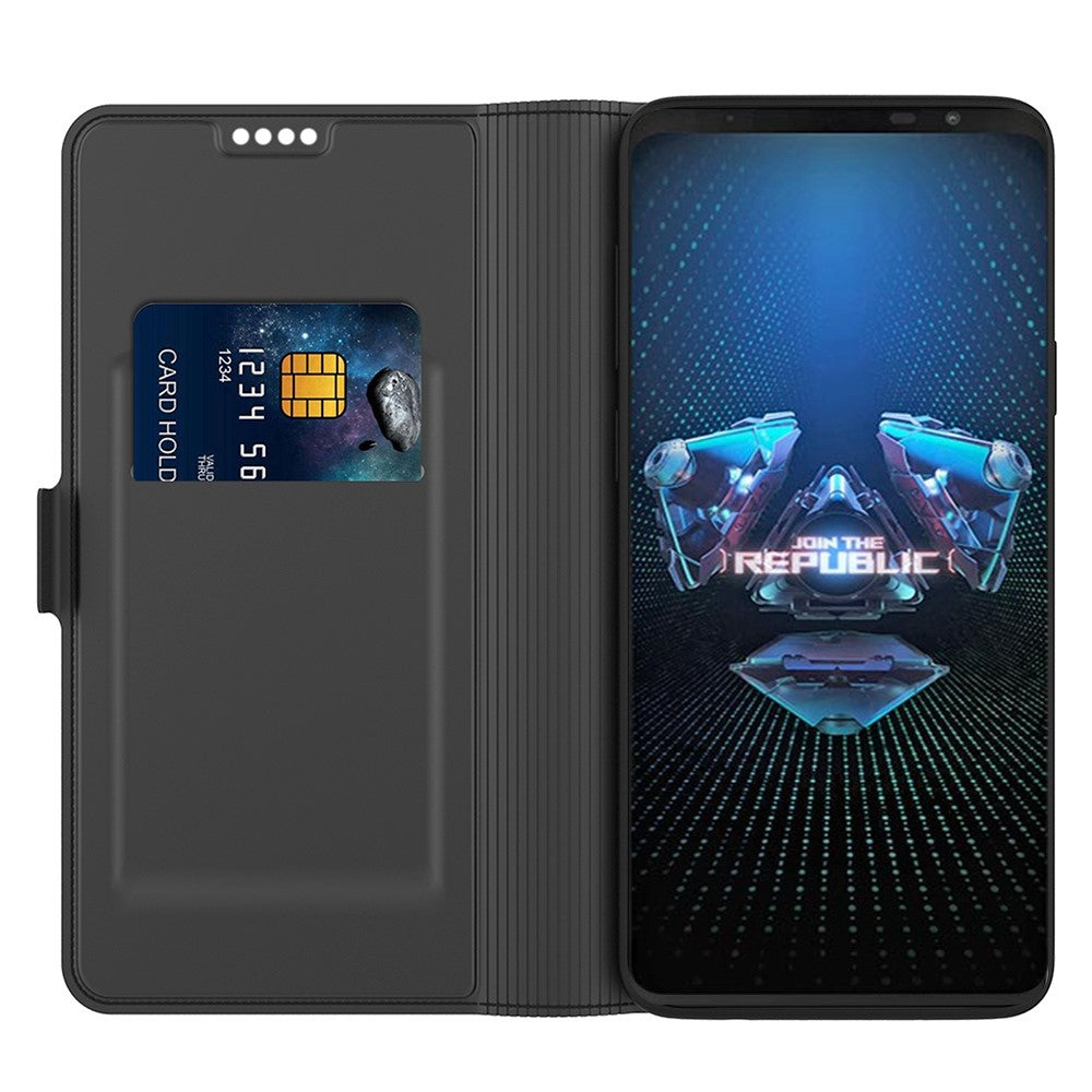 Til Asus ROG Phone 5 PU læder cover med stander, kortholder, magnetisk lukning og flipcover
