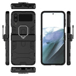 For Samsung Galaxy Z Flip4 5G Rotatable Ring Holder Kickstand Phone Case Kickstand Hard PC Soft TPU Shock Absorption Cover