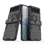 For Samsung Galaxy Z Flip4 5G Rotatable Ring Holder Kickstand Phone Case Kickstand Hard PC Soft TPU Shock Absorption Cover
