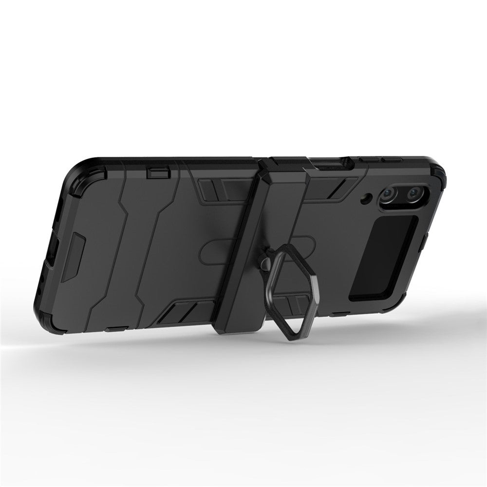 For Samsung Galaxy Z Flip4 5G Rotatable Ring Holder Kickstand Phone Case Kickstand Hard PC Soft TPU Shock Absorption Cover