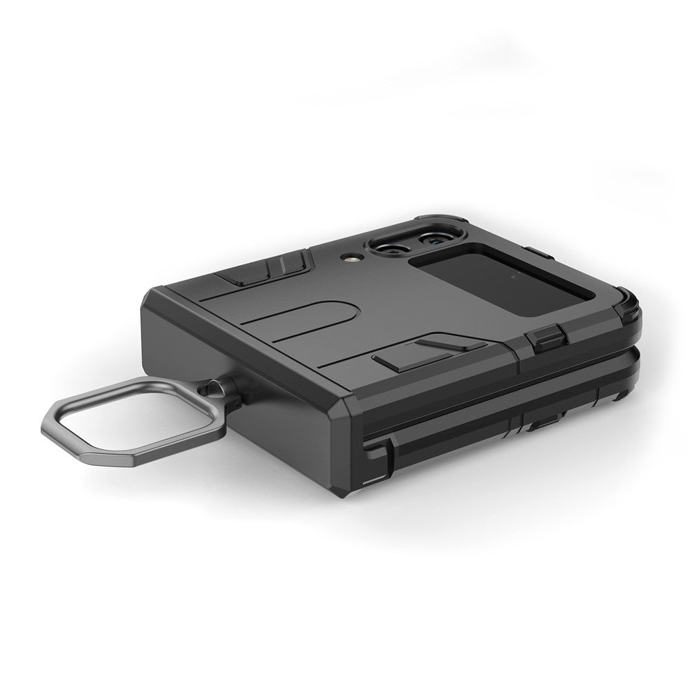 For Samsung Galaxy Z Flip4 5G Rotatable Ring Holder Kickstand Phone Case Kickstand Hard PC Soft TPU Shock Absorption Cover