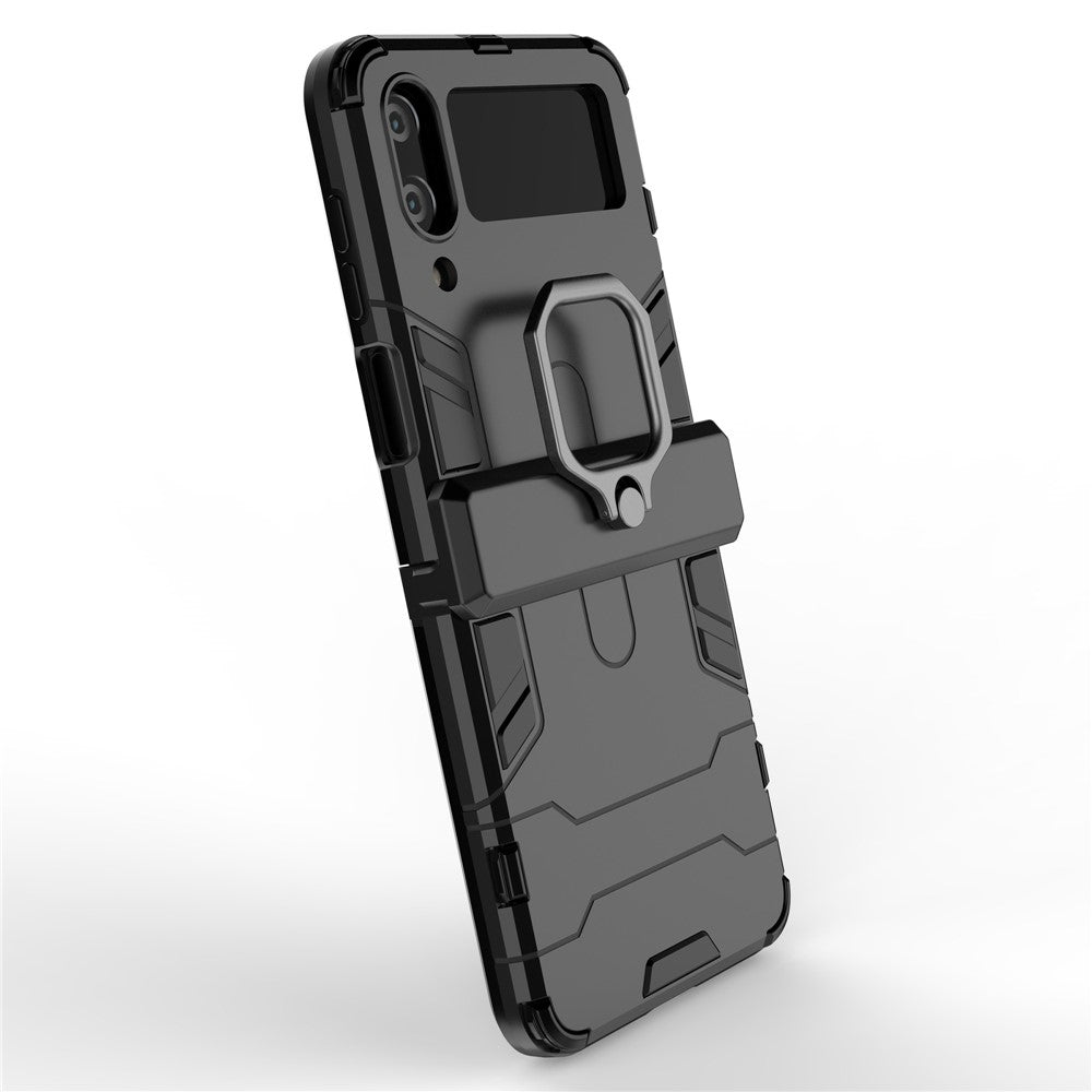 For Samsung Galaxy Z Flip4 5G Rotatable Ring Holder Kickstand Phone Case Kickstand Hard PC Soft TPU Shock Absorption Cover
