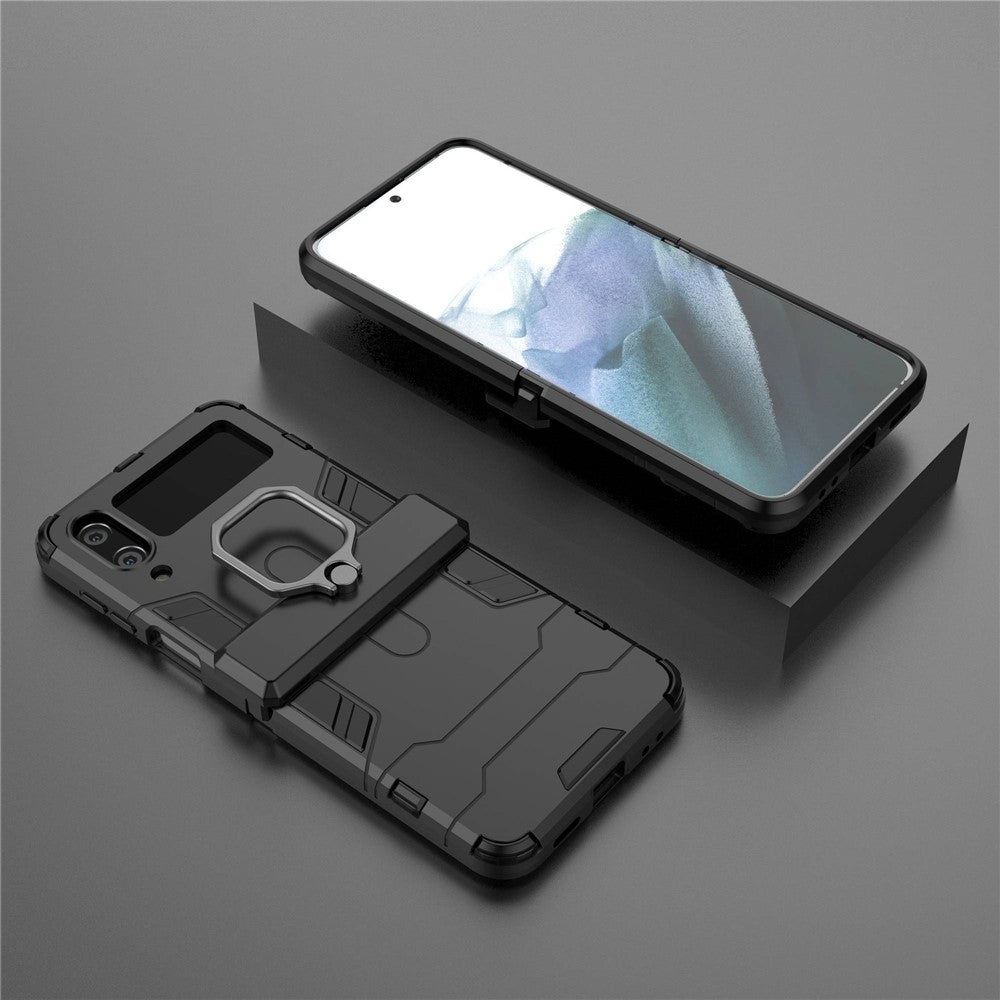For Samsung Galaxy Z Flip4 5G Rotatable Ring Holder Kickstand Phone Case Kickstand Hard PC Soft TPU Shock Absorption Cover