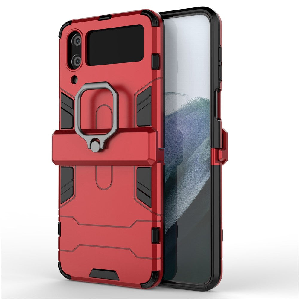 For Samsung Galaxy Z Flip4 5G Rotatable Ring Holder Kickstand Phone Case Kickstand Hard PC Soft TPU Shock Absorption Cover