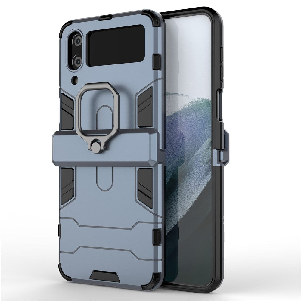 For Samsung Galaxy Z Flip4 5G Rotatable Ring Holder Kickstand Phone Case Kickstand Hard PC Soft TPU Shock Absorption Cover