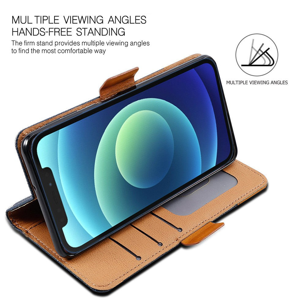 For iPhone 12 / 12 Pro 6.1 inch Magnetic Closure Color Splicing Phone Case Flip Wallet Stand PU Leather + TPU Protective Cover