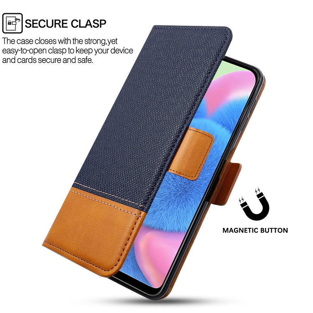 For iPhone 12 / 12 Pro 6.1 inch Magnetic Closure Color Splicing Phone Case Flip Wallet Stand PU Leather + TPU Protective Cover