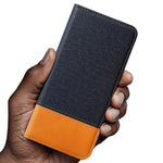 For iPhone 12 / 12 Pro 6.1 inch Magnetic Closure Color Splicing Phone Case Flip Wallet Stand PU Leather + TPU Protective Cover