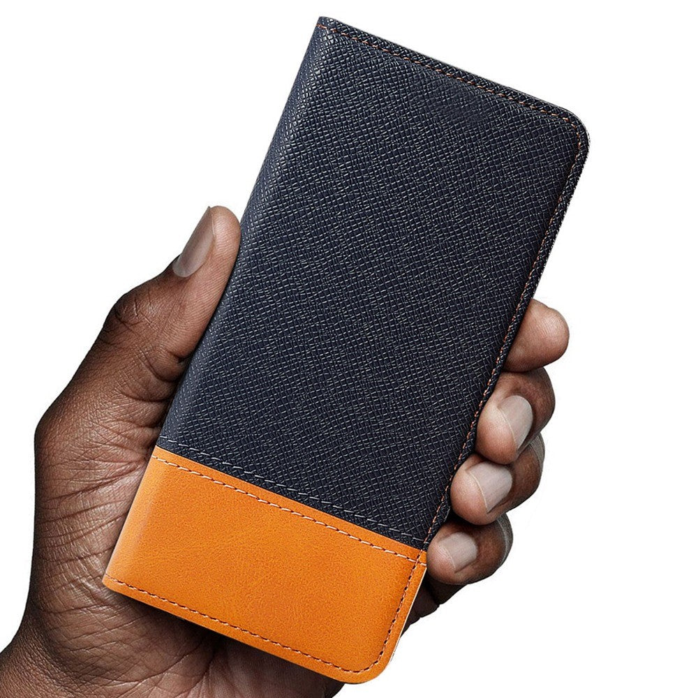 For iPhone 12 / 12 Pro 6.1 inch Magnetic Closure Color Splicing Phone Case Flip Wallet Stand PU Leather + TPU Protective Cover
