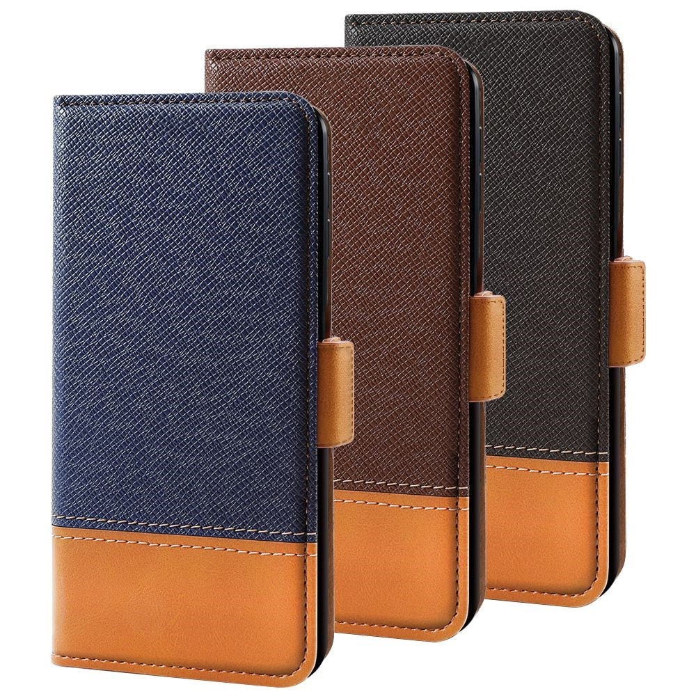 For iPhone 12 / 12 Pro 6.1 inch Magnetic Closure Color Splicing Phone Case Flip Wallet Stand PU Leather + TPU Protective Cover