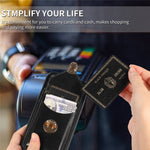 For iPhone 14 6.1 inch Anti-scratch Phone Cover PU Leather+TPU Card Holder Kickstand Phone Case with Shoulder Strap