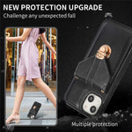 For iPhone 14 6.1 inch Anti-scratch Phone Cover PU Leather+TPU Card Holder Kickstand Phone Case with Shoulder Strap