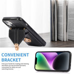 For iPhone 14 6.1 inch Anti-scratch Phone Cover PU Leather+TPU Card Holder Kickstand Phone Case with Shoulder Strap