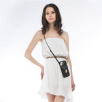 For iPhone 14 6.1 inch Anti-scratch Phone Cover PU Leather+TPU Card Holder Kickstand Phone Case with Shoulder Strap