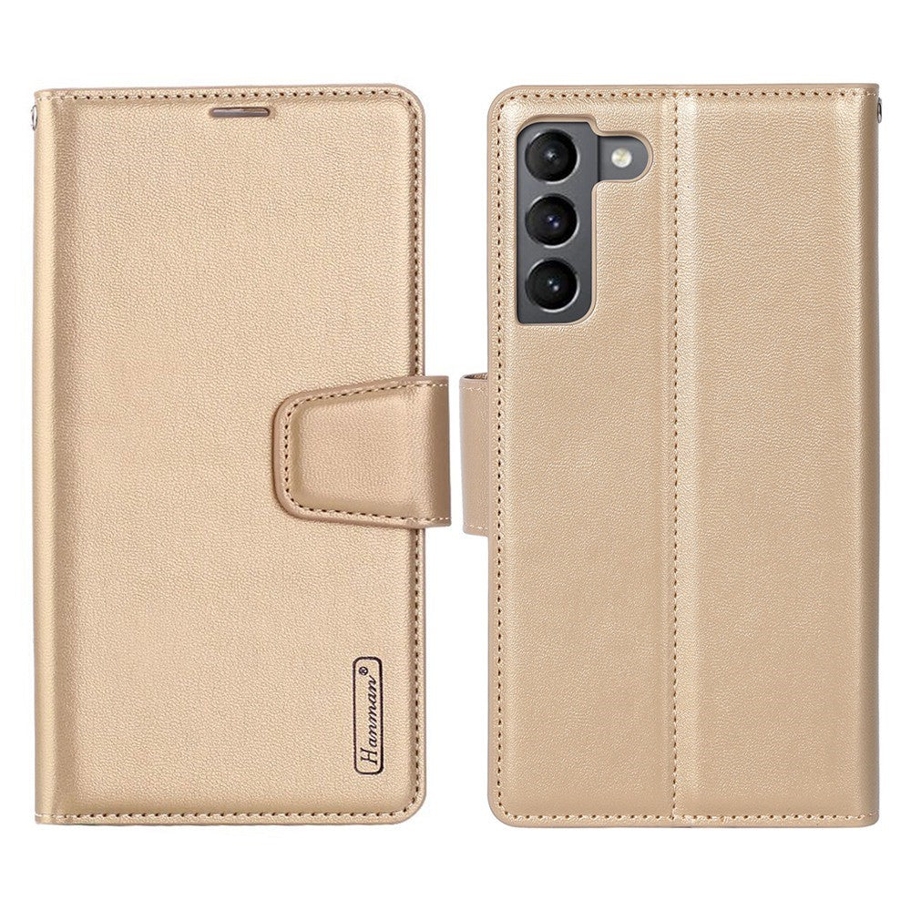 HANMAN Mill Series Phone Case for Samsung Galaxy S21 5G PU Leather Folio Flip Cover Anti-drop Wallet Phone Case