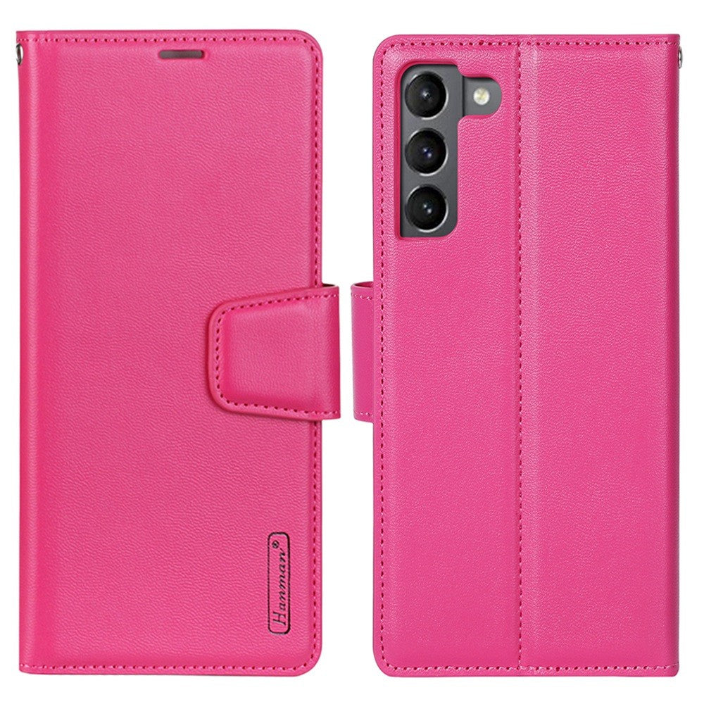 HANMAN Mill Series Phone Case for Samsung Galaxy S21 5G PU Leather Folio Flip Cover Anti-drop Wallet Phone Case