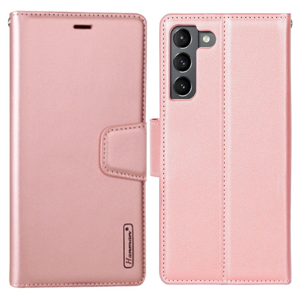 HANMAN Mill Series Phone Case for Samsung Galaxy S21 5G PU Leather Folio Flip Cover Anti-drop Wallet Phone Case