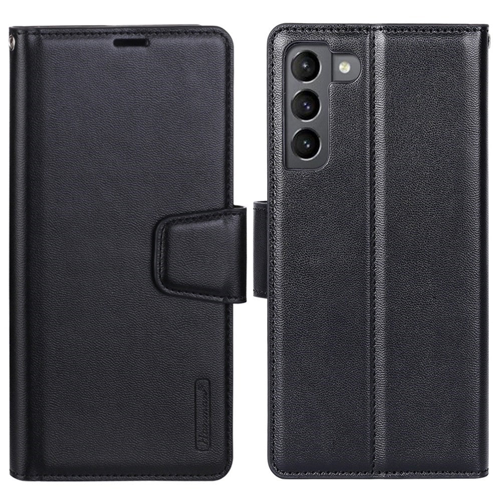 HANMAN Mill Series telefoncover til Samsung Galaxy S21 5G PU-læder Folio Flip Cover Anti-drop Pung telefoncover