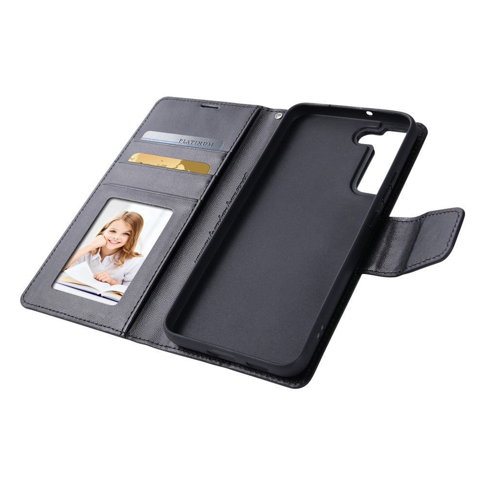 HANMAN Mill Series Phone Case for Samsung Galaxy S21 5G PU Leather Folio Flip Cover Anti-drop Wallet Phone Case
