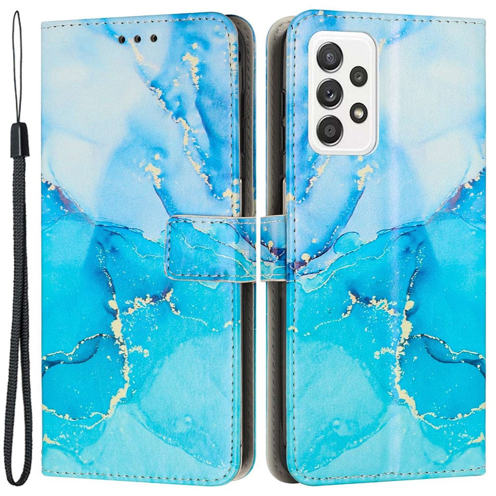 Til Samsung Galaxy A23 5G (Global Version) / 4G / M13 4G / F13 4G Læderetui med Marmorprint, Stativ og Pungfunktion