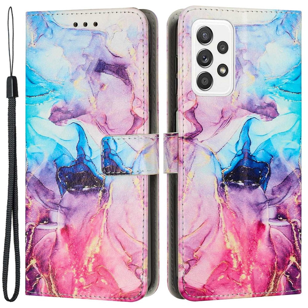 Til Samsung Galaxy A23 5G (Global Version) / 4G / M13 4G / F13 4G Læderetui med Marmorprint, Stativ og Pungfunktion