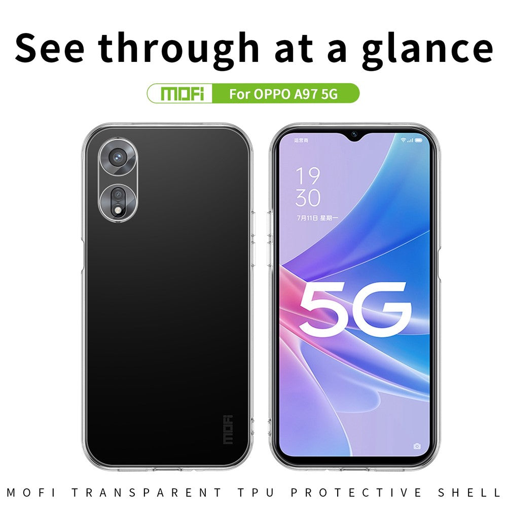 MOFI Shockproof Phone Case for Oppo A97 5G, Soft TPU High Transparency Cellphone Protective Cover