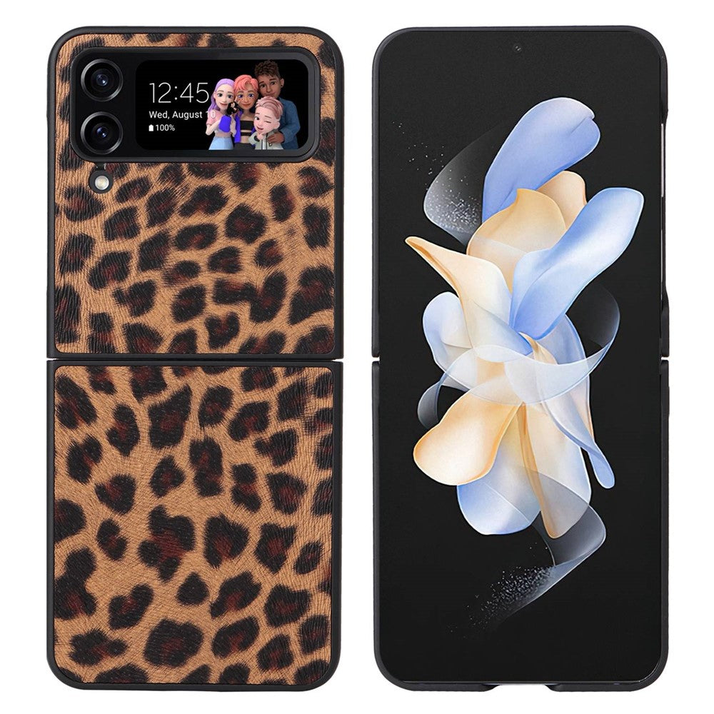 For Samsung Galaxy Z Flip4 5G Textured PU Leather Coated TPU+PC Phone Case Anti-scratch Back Cover