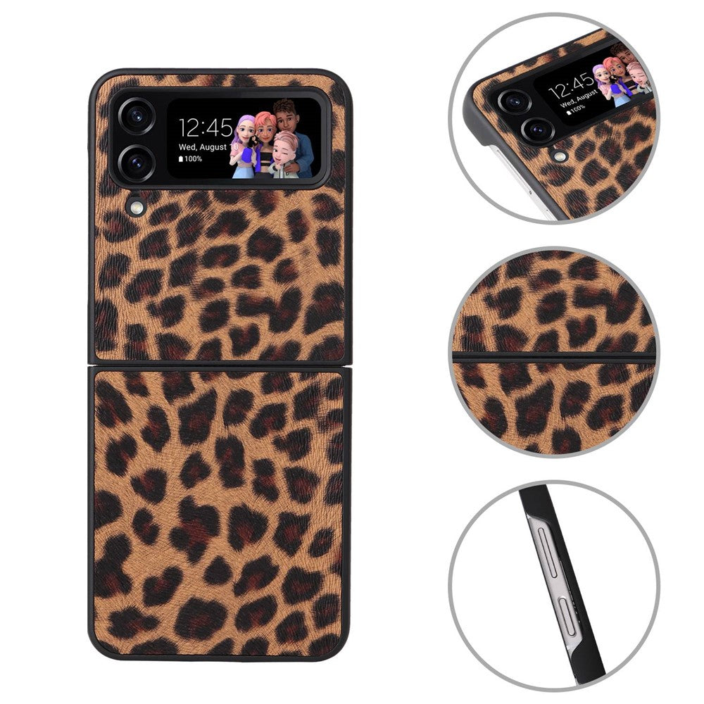 For Samsung Galaxy Z Flip4 5G Textured PU Leather Coated TPU+PC Phone Case Anti-scratch Back Cover