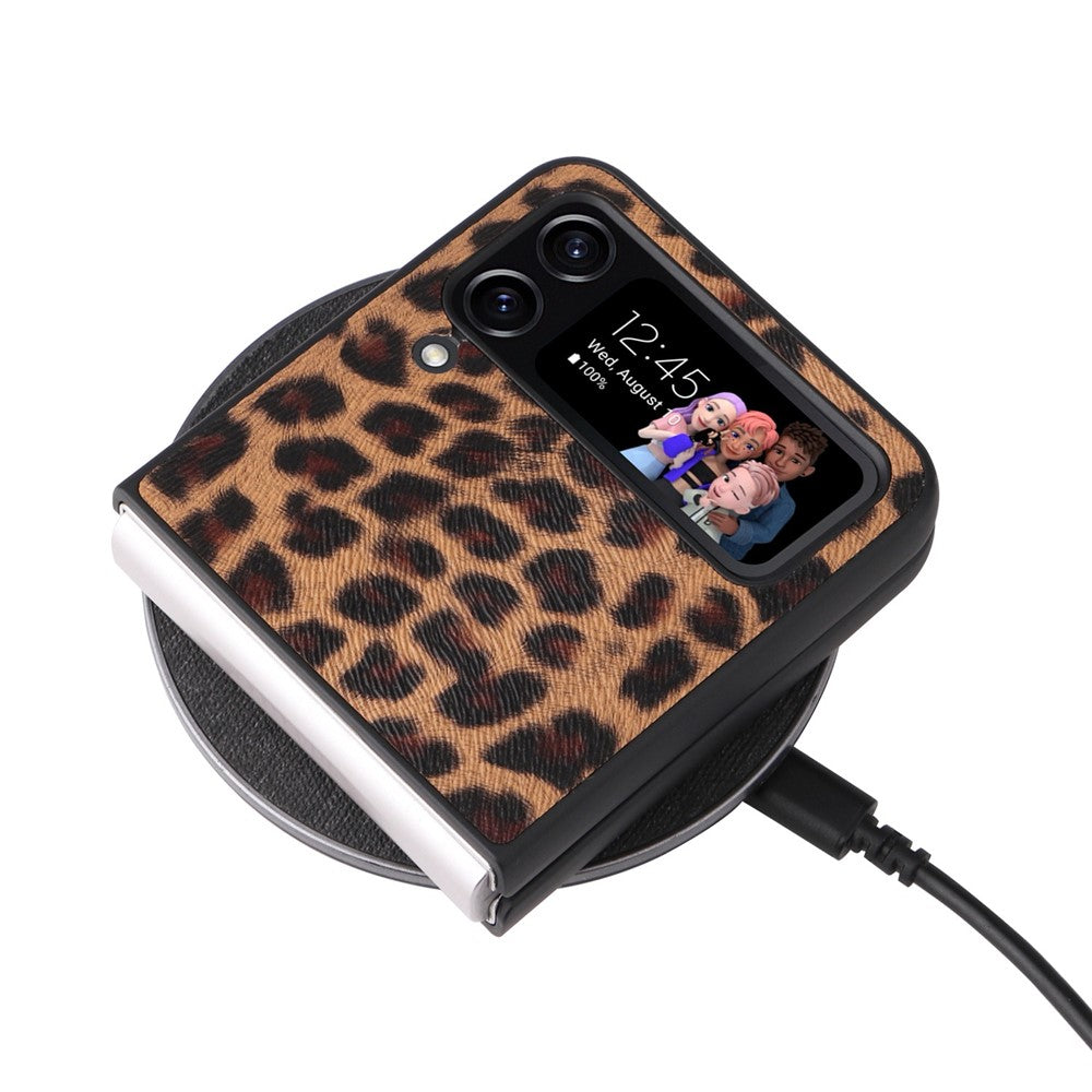 For Samsung Galaxy Z Flip4 5G Textured PU Leather Coated TPU+PC Phone Case Anti-scratch Back Cover