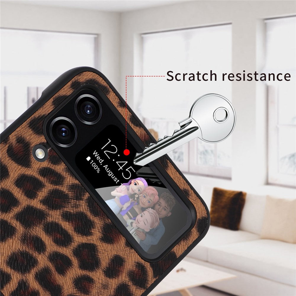 For Samsung Galaxy Z Flip4 5G Textured PU Leather Coated TPU+PC Phone Case Anti-scratch Back Cover