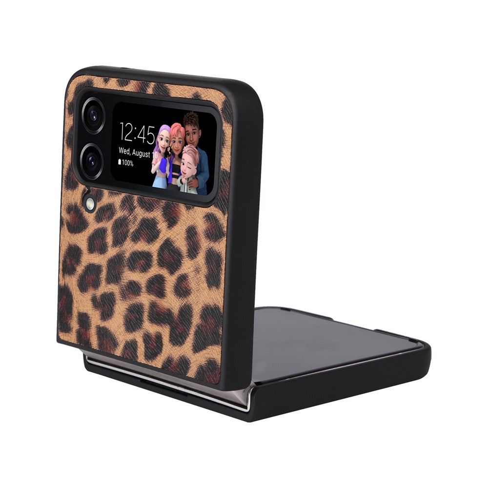 For Samsung Galaxy Z Flip4 5G Textured PU Leather Coated TPU+PC Phone Case Anti-scratch Back Cover