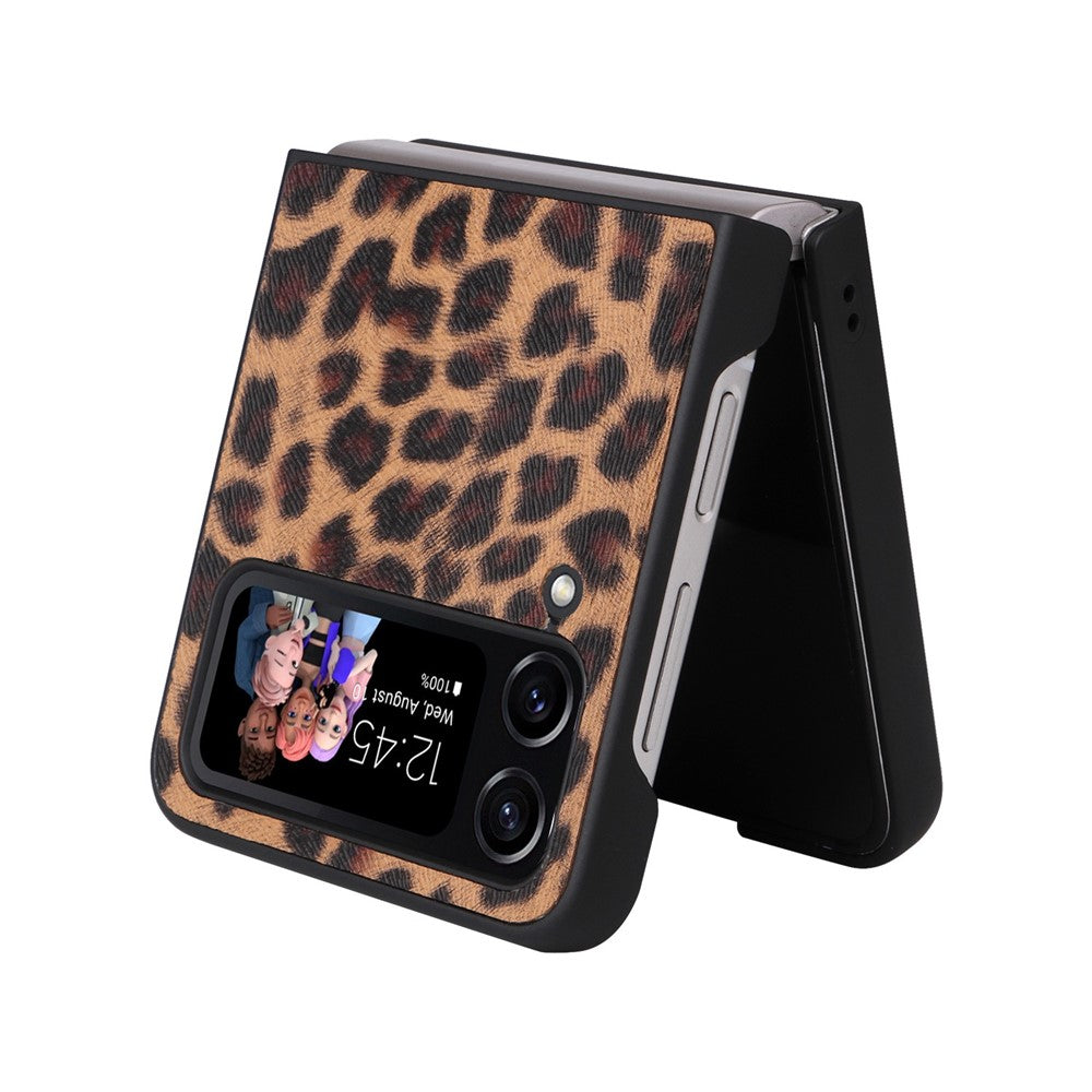 For Samsung Galaxy Z Flip4 5G Textured PU Leather Coated TPU+PC Phone Case Anti-scratch Back Cover