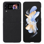 For Samsung Galaxy Z Flip4 5G Textured PU Leather Coated TPU+PC Phone Case Anti-scratch Back Cover