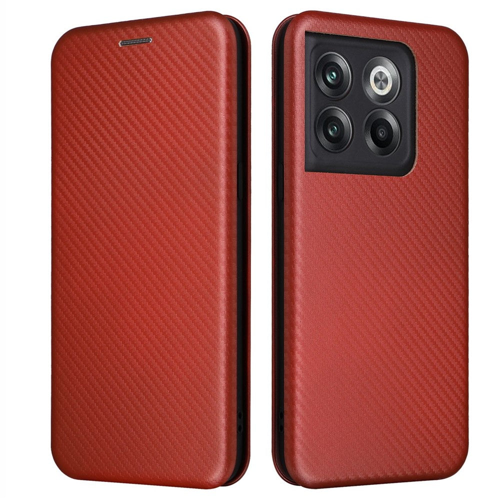 For OnePlus 10T 5G / Ace Pro 5G Carbon Fiber Texture Smartphone Case PU Leather Magnetic Auto-absorbed Stand Card Holder Function Phone Shell