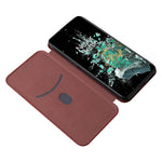 For OnePlus 10T 5G / Ace Pro 5G Carbon Fiber Texture Smartphone Case PU Leather Magnetic Auto-absorbed Stand Card Holder Function Phone Shell