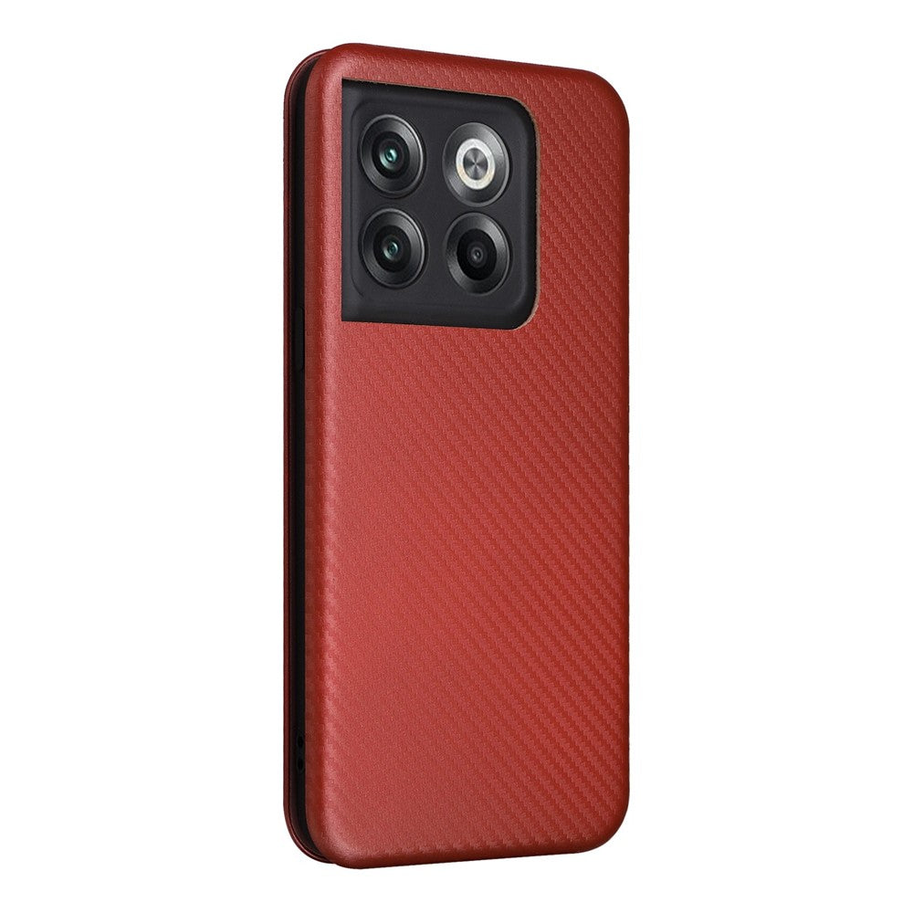 For OnePlus 10T 5G / Ace Pro 5G Carbon Fiber Texture Smartphone Case PU Leather Magnetic Auto-absorbed Stand Card Holder Function Phone Shell