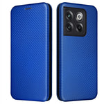 OnePlus 10T 5G / Ace Pro 5G Smartphone-skal i kolfibertextur, PU-läder, magnetiskt, självabsorberande stativ, korthållare, funktionellt mobilskal