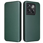 OnePlus 10T 5G / Ace Pro 5G Smartphone-skal i kolfibertextur, PU-läder, magnetiskt, självabsorberande stativ, korthållare, funktionellt mobilskal
