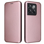 For OnePlus 10T 5G / Ace Pro 5G Carbon Fiber Texture Smartphone Case PU Leather Magnetic Auto-absorbed Stand Card Holder Function Phone Shell