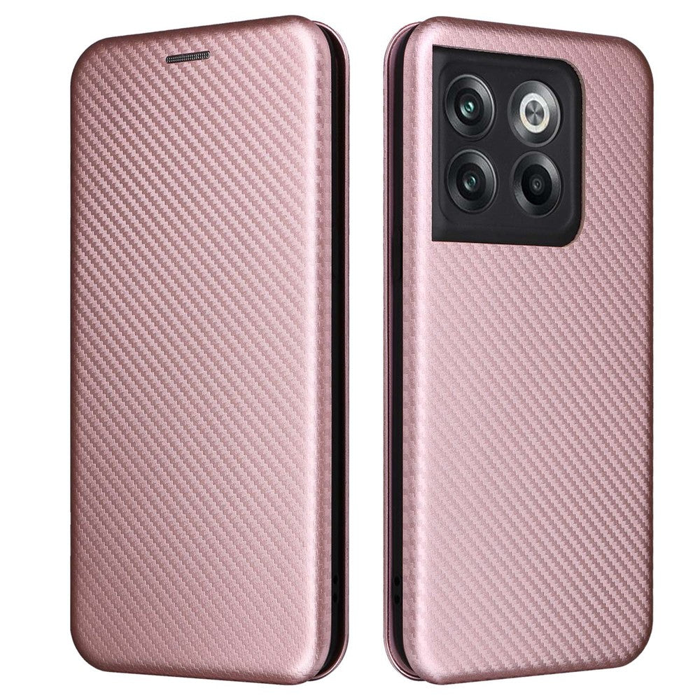 For OnePlus 10T 5G / Ace Pro 5G Carbon Fiber Texture Smartphone Case PU Leather Magnetic Auto-absorbed Stand Card Holder Function Phone Shell