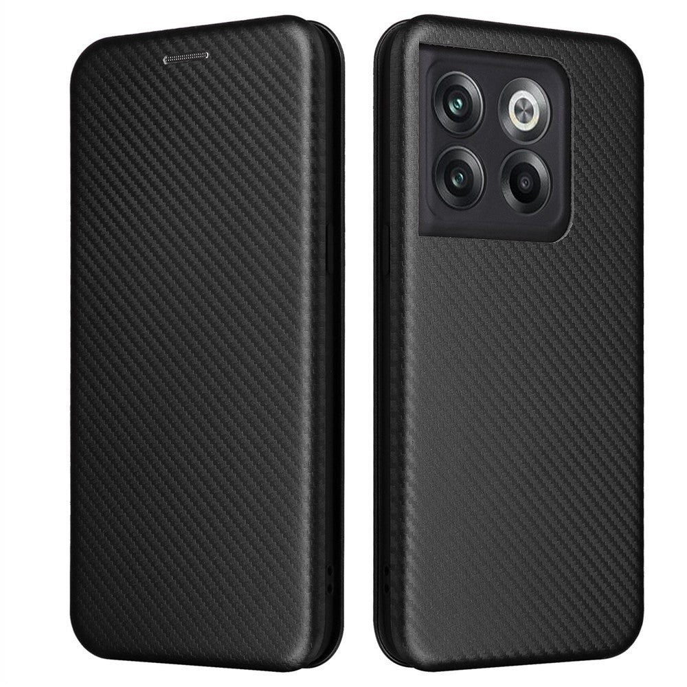 For OnePlus 10T 5G / Ace Pro 5G Carbon Fiber Texture Smartphone Case PU Leather Magnetic Auto-absorbed Stand Card Holder Function Phone Shell