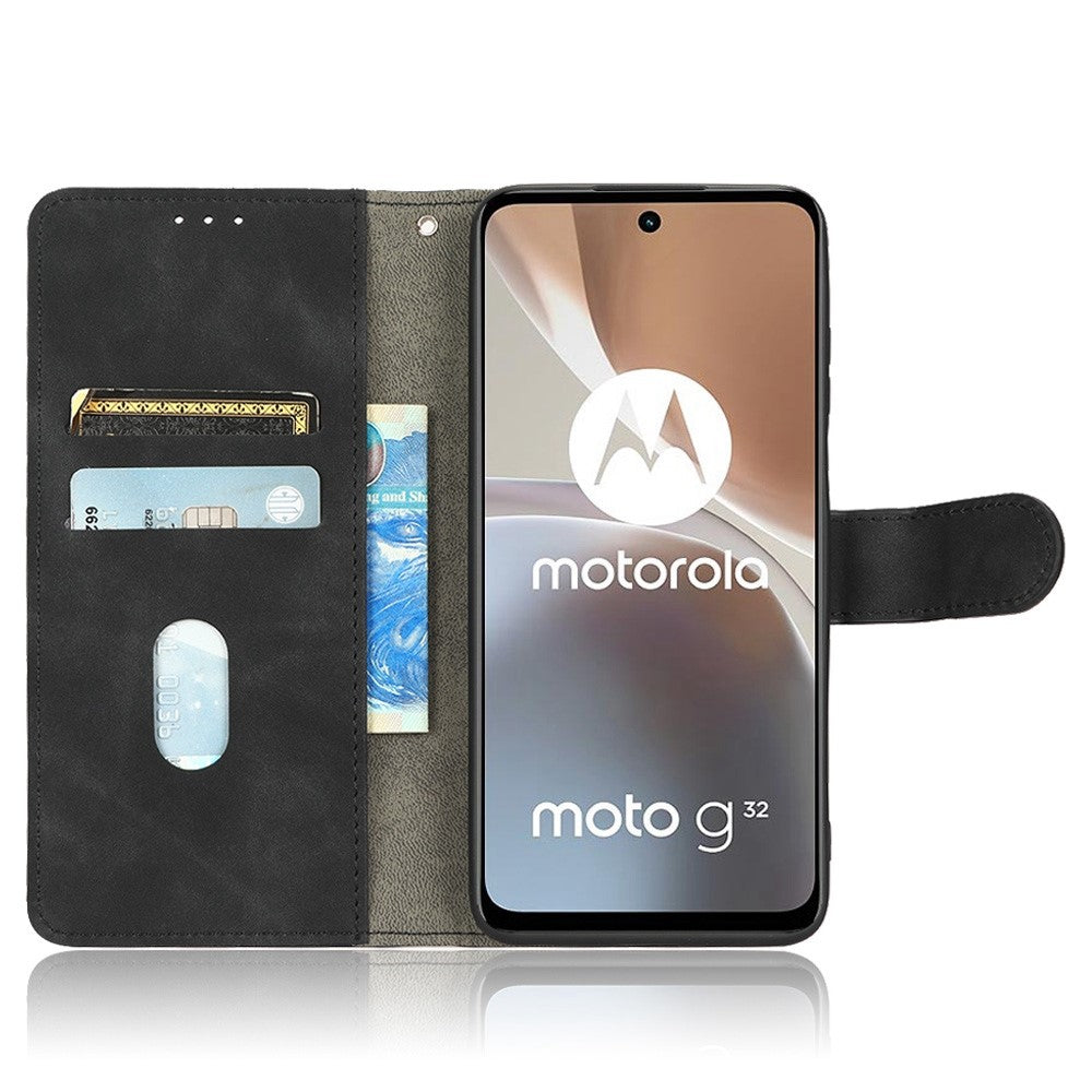Til Motorola Moto G32 4G PU Læder Pung Etui Stander Hud-berøring Følelse Magnetisk Flip Beskyttende Telefon Cover