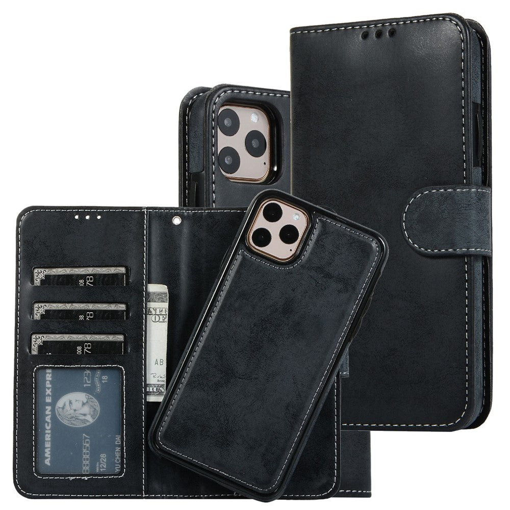 Til iPhone 14 Pro 6,1 tommer Mat Telefonbagskal Retro Stil Magnetisk Absorption Indvendig TPU Etui+PU Læder Cover Pung