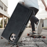 Til iPhone 14 Pro 6,1 tommer Mat Telefonbagskal Retro Stil Magnetisk Absorption Indvendig TPU Etui+PU Læder Cover Pung